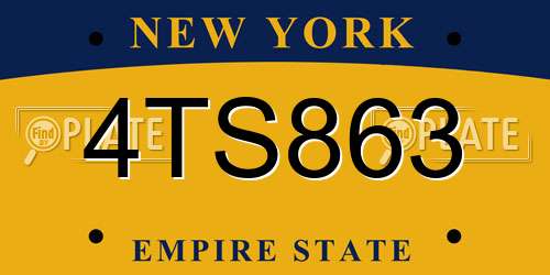 4TS863 New York License Plate