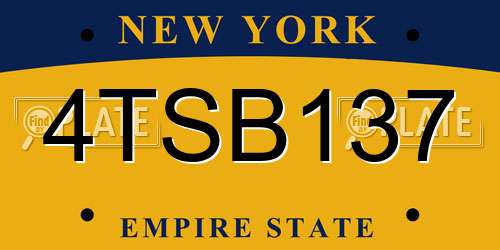 4TSB137 New York License Plate