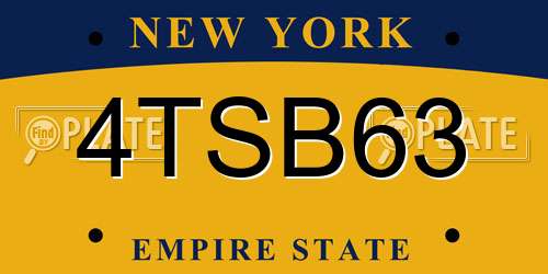 4TSB63 New York License Plate