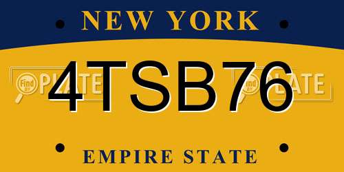 4TSB76 New York License Plate