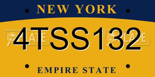 4TSS132 New York License Plate