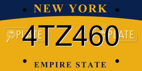 4TZ460 New York License Plate