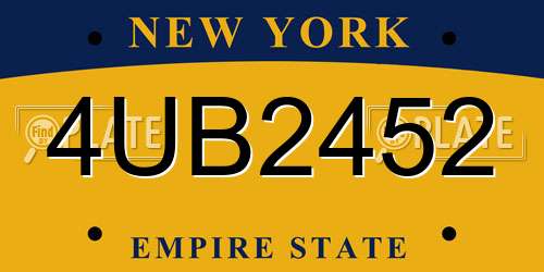 4UB2452 New York License Plate