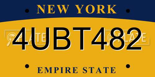 4UBT482 New York License Plate