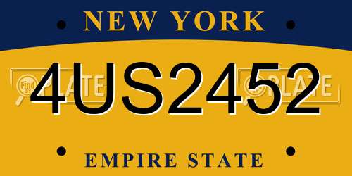 4US2452 New York License Plate