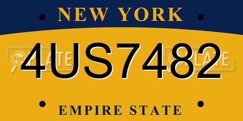 4US7482 New York License Plate