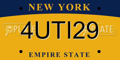 4UTI29 New York License Plate