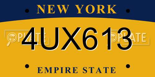 4UX613 New York License Plate