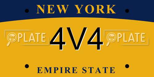 4V4 New York License Plate