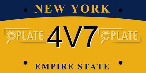 4V7 New York License Plate
