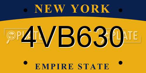 4VB630 New York License Plate