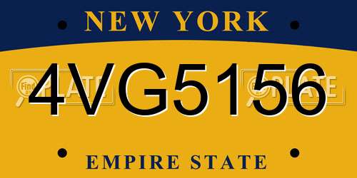 4VG5156 New York License Plate