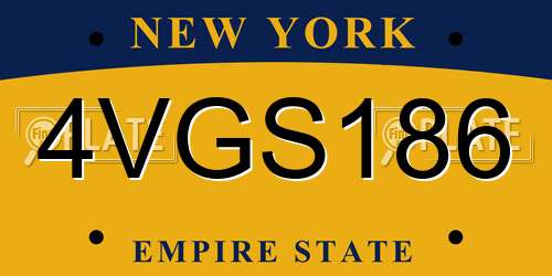 4VGS186 New York License Plate