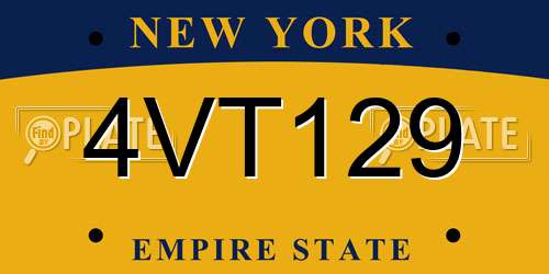 4VT129 New York License Plate