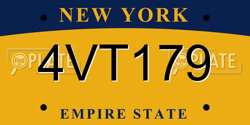 4VT179 New York License Plate