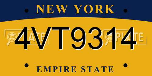 4VT9314 New York License Plate