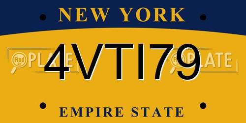 4VTI79 New York License Plate