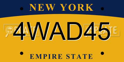 4WAD45 New York License Plate