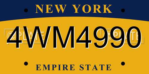 4WM4990 New York License Plate