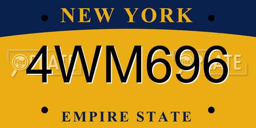 4WM696 New York License Plate