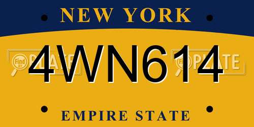 4WN614 New York License Plate
