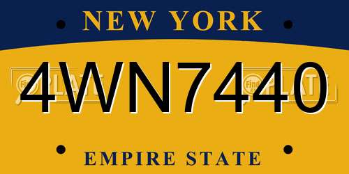 4WN7440 New York License Plate