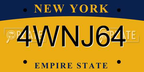 4WNJ64 New York License Plate