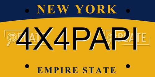 4X4PAPI New York License Plate