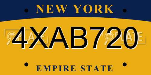 4XAB720 New York License Plate