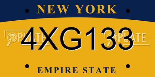 4XG133 New York License Plate