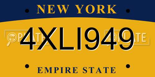 4XLI949 New York License Plate