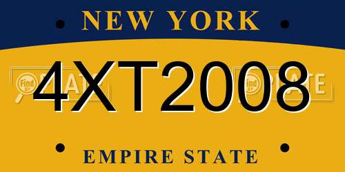 4XT2008 New York License Plate