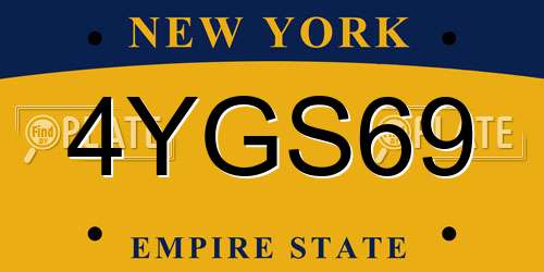4YGS69 New York License Plate