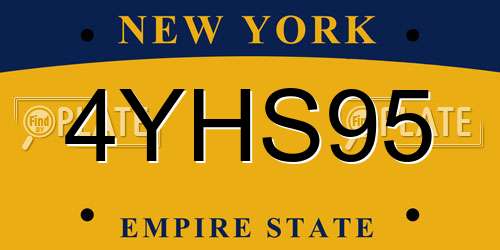 4YHS95 New York License Plate