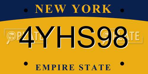 4YHS98 New York License Plate