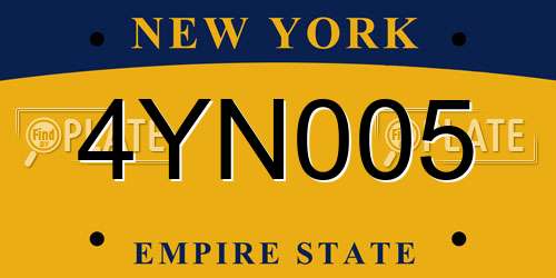 4YN005 New York License Plate