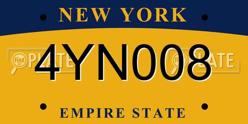 4YN008 New York License Plate