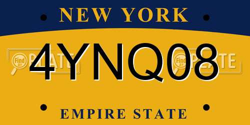 4YNQ08 New York License Plate