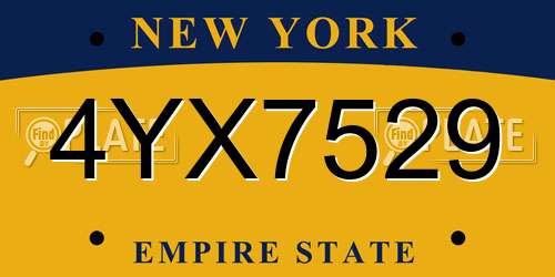 4YX7529 New York License Plate