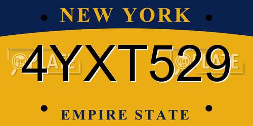 4YXT529 New York License Plate