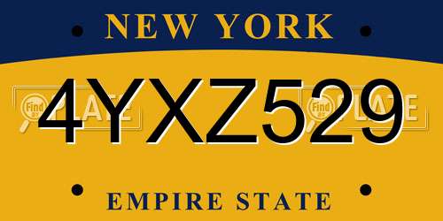 4YXZ529 New York License Plate