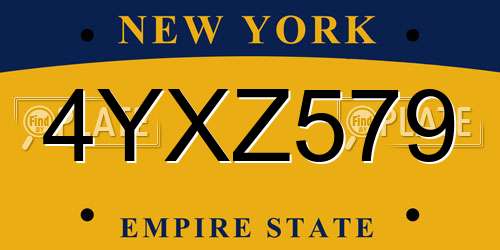 4YXZ579 New York License Plate