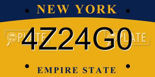 4Z24G0 New York License Plate