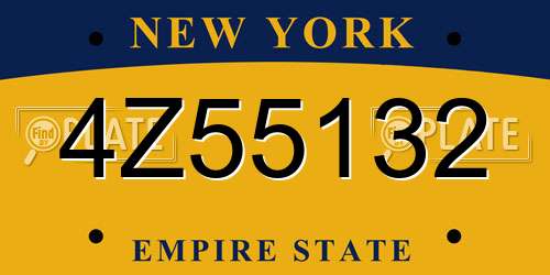 4Z55132 New York License Plate