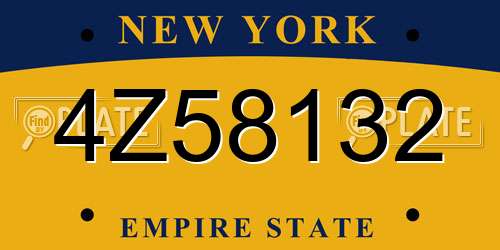 4Z58132 New York License Plate