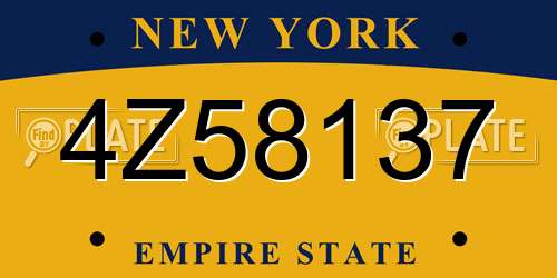 4Z58137 New York License Plate