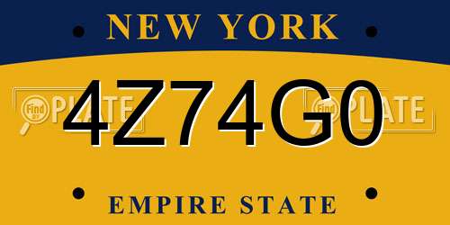 4Z74G0 New York License Plate