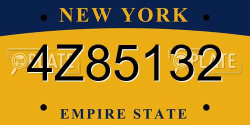 4Z85132 New York License Plate