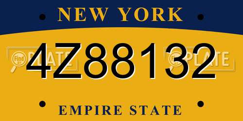 4Z88132 New York License Plate