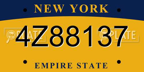 4Z88137 New York License Plate
